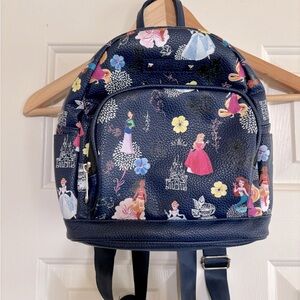 Disney Princesses Mini Faux Vegan Leather Backpack Purple Adjustable Straps
